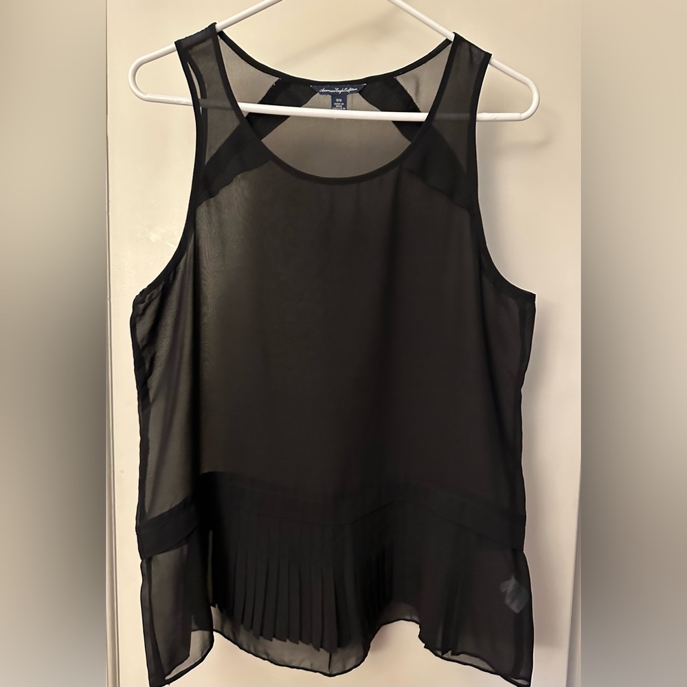 American Eagle Black Sheer Sleeveless Top